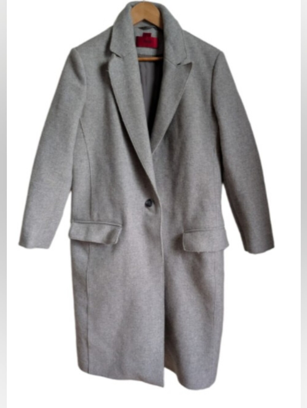 HUGO BOSS Light Grey Wool Raw Edges Chic Luxury Contemporary Long Coat Size 4